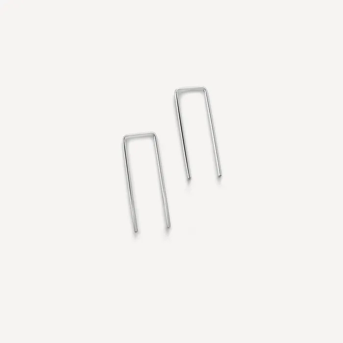 Sheena Marshall Jewelry Earrings Tiny Staple Threader Earrings Sterling Silver