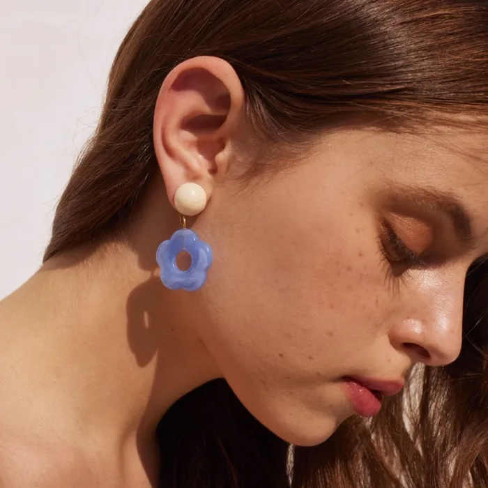 shopsnackbreak Earrings Jelly Flower Earrings in Blue Raspberry