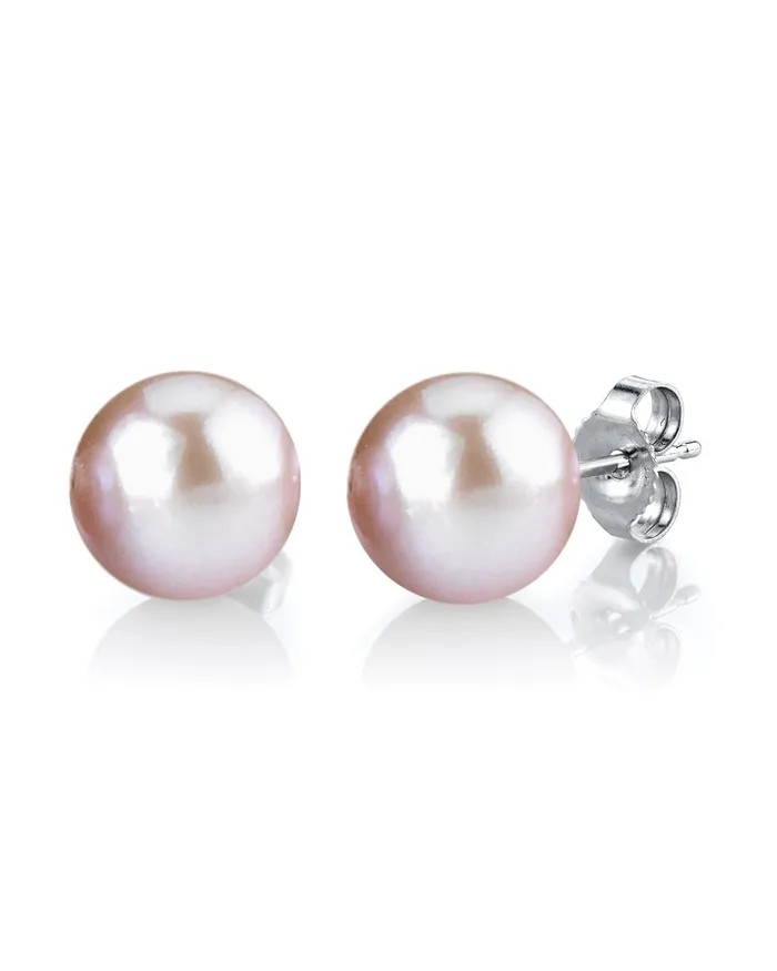 SPT Earrings 995mm Pink Freshwater Round Pearl Stud Earrings