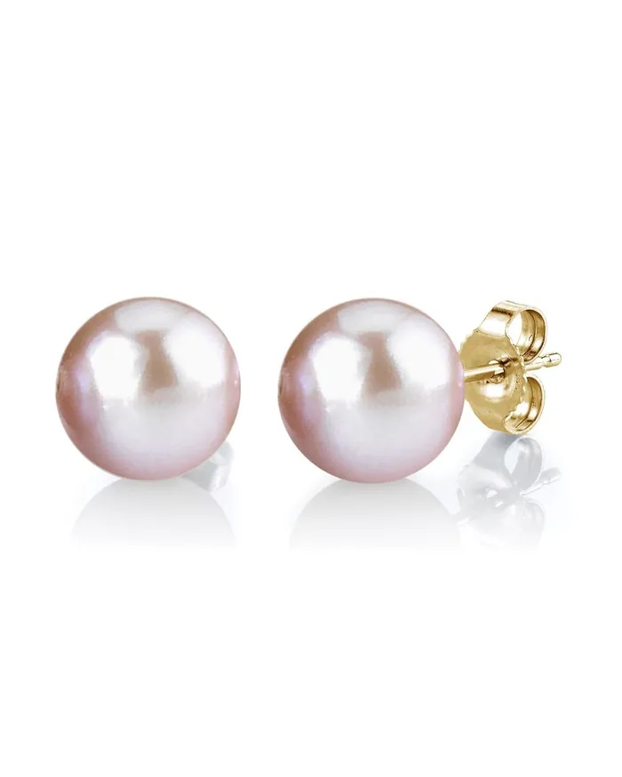 SPT Earrings 995mm Pink Freshwater Round Pearl Stud Earrings