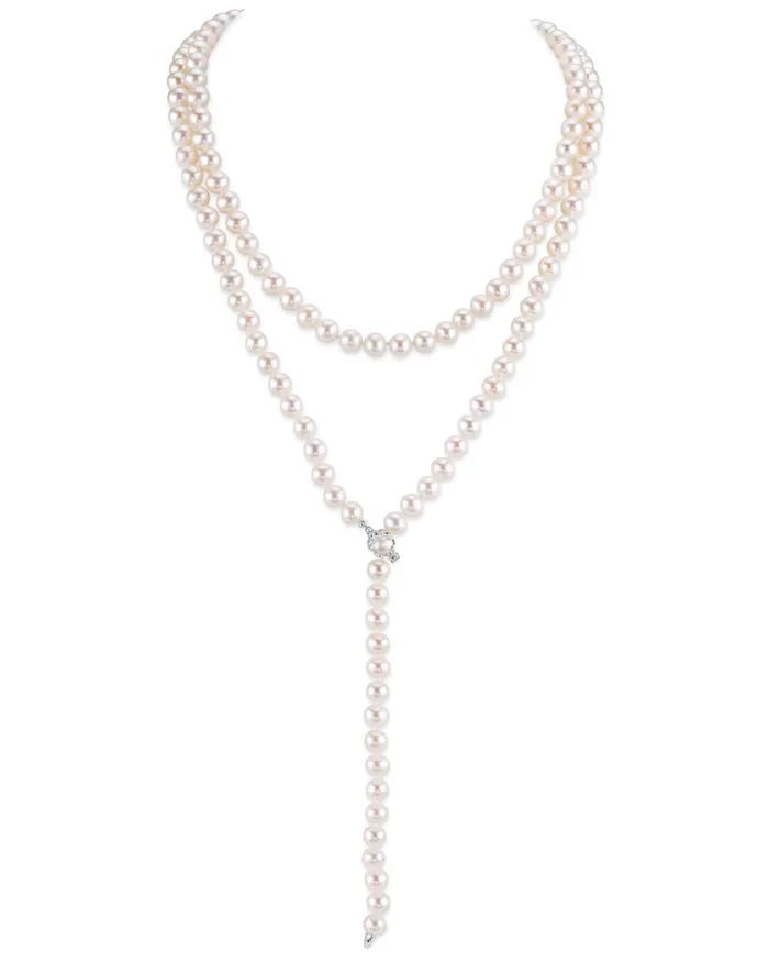 SPT Necklaces White Freshwater Pearl Adjustable lariat YShape 51 Inch Rope Length Necklace AAAA Quality SPT Necklaces White Freshwater Pearl Adjustable lariat YShape 51 Inch Rope Length Necklace AAAA Quality