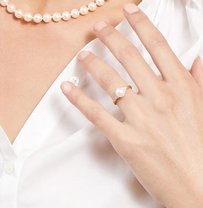 SPT Rings Freshwater Pearl Diamond Grace Ring