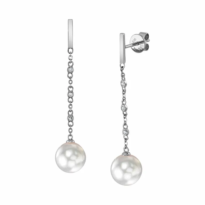 SPT White South Sea Pearl Diamond Flicker Dangle Earrings Earrings