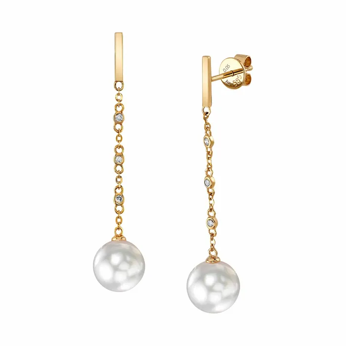 SPT White South Sea Pearl Diamond Flicker Dangle Earrings Earrings