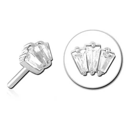 Tulsa Body Jewelry Bracelets Baguette CZ Trio Stainless Threadless End