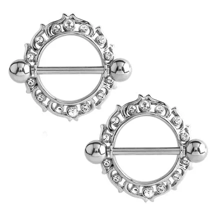 Tulsa Body Jewelry Bracelets CZ Crown Stainless Nipple Shields