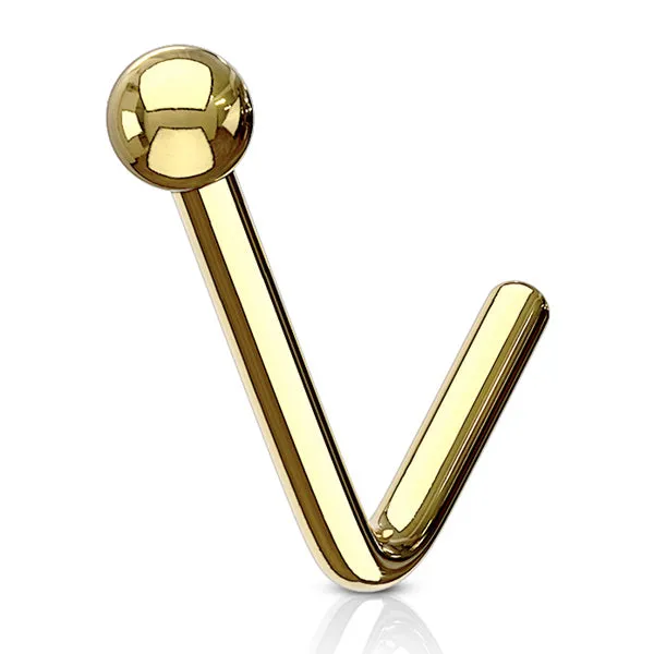 Tulsa Body Jewelry Earrings Ball Gold LBend Nose Stud