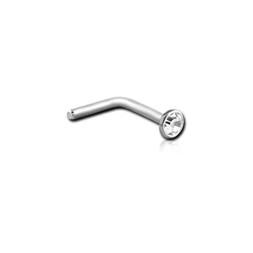 Tulsa Body Jewelry Earrings Bezel CZ Stainless LBend Nose Stud