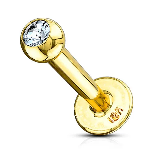 Tulsa Body Jewelry PreStyled Sets 16g CZ Yellow 14k Gold Labret