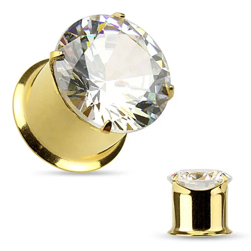 Tulsa Body Jewelry PreStyled Sets Double Flare Gold CZ Plugs