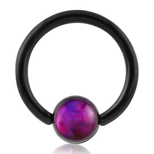 Tulsa Body Jewelry Rings 14g Black Captive Mother of Pearl Bead Ring