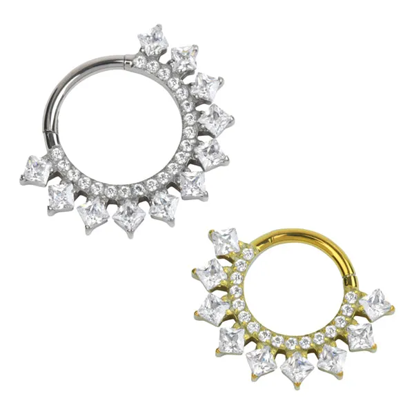 Tulsa Body Jewelry Rings CZ Buzzsaw Titanium Hinged Ring