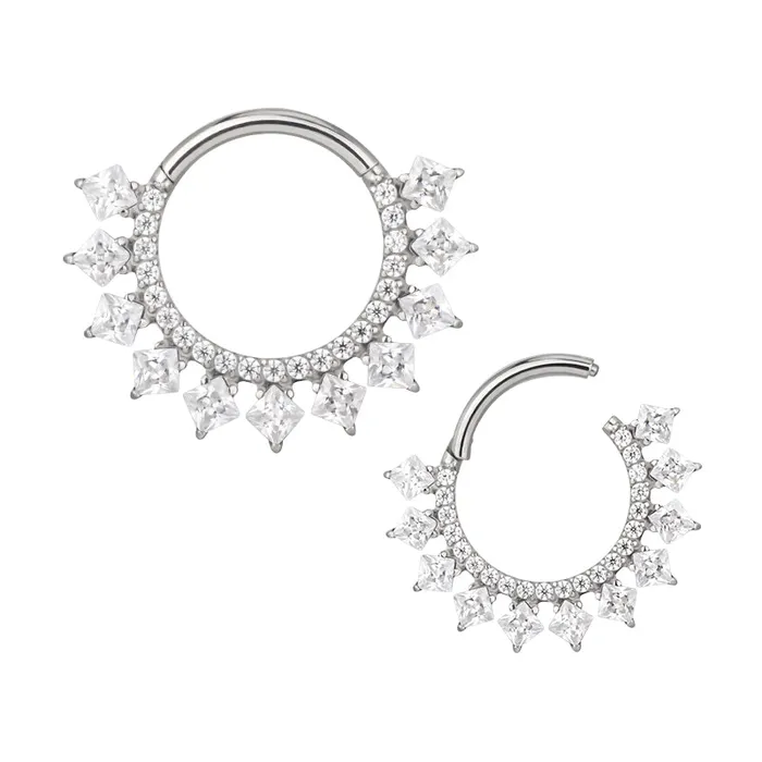 Tulsa Body Jewelry Rings CZ Buzzsaw Titanium Hinged Ring Tulsa Body Jewelry Rings CZ Buzzsaw Titanium Hinged Ring