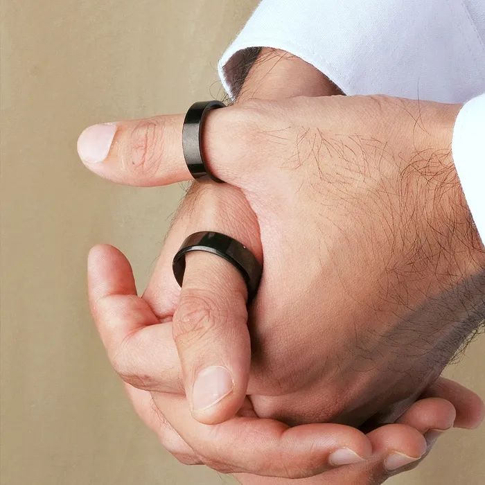Upakarna Rings Classic Black Band Men Ring