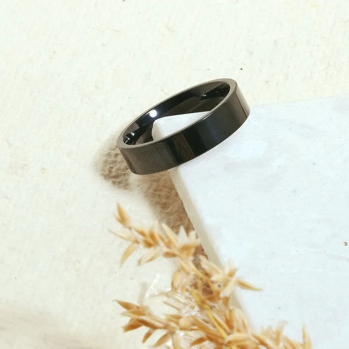 Upakarna Rings Classic Black Band Men Ring