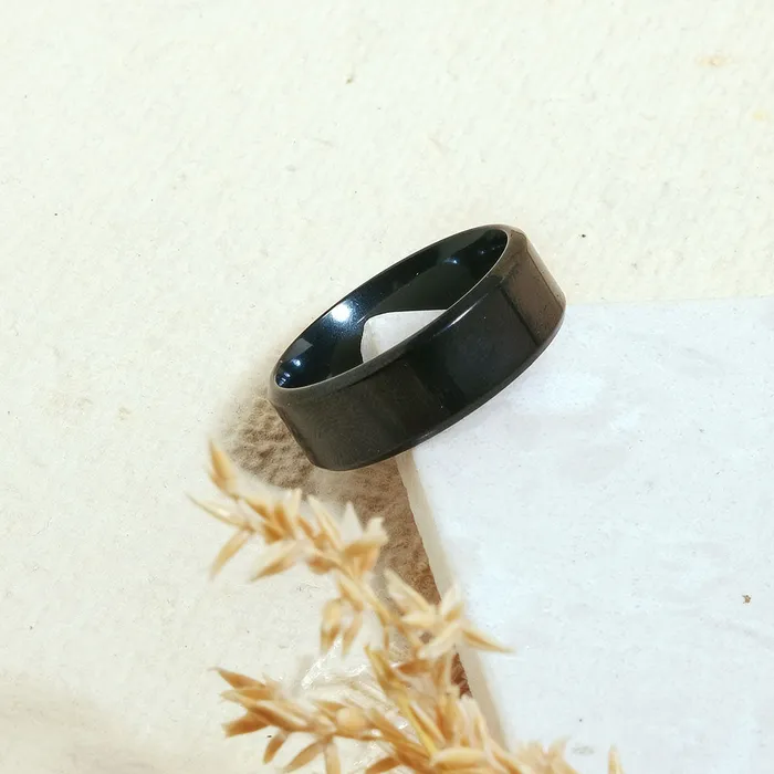 Upakarna Rings Classic Black Band Men Ring