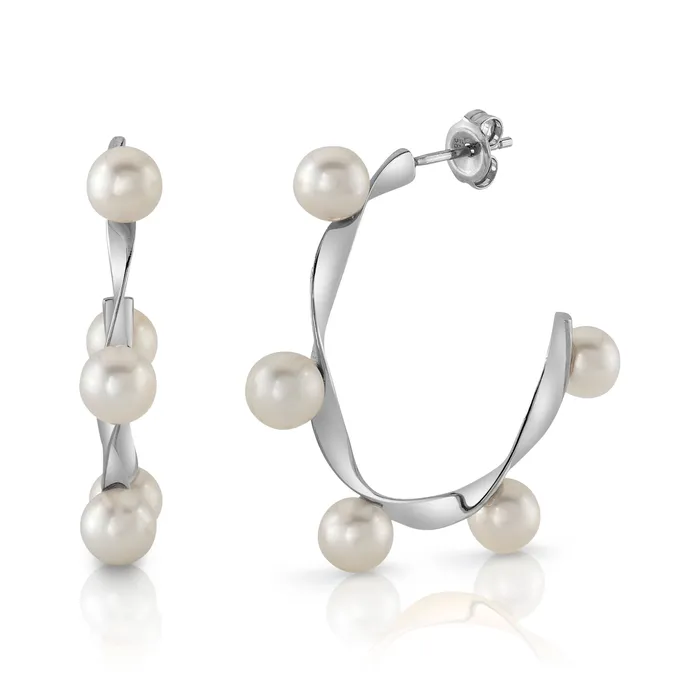 White Freshwater Cultured Pearl Hoop Kinsley Earrings SPT Earrings