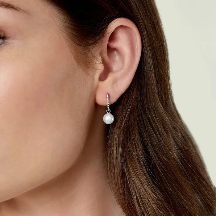 White South Sea Pearl Lyra Hoop Earrings SPT Earrings