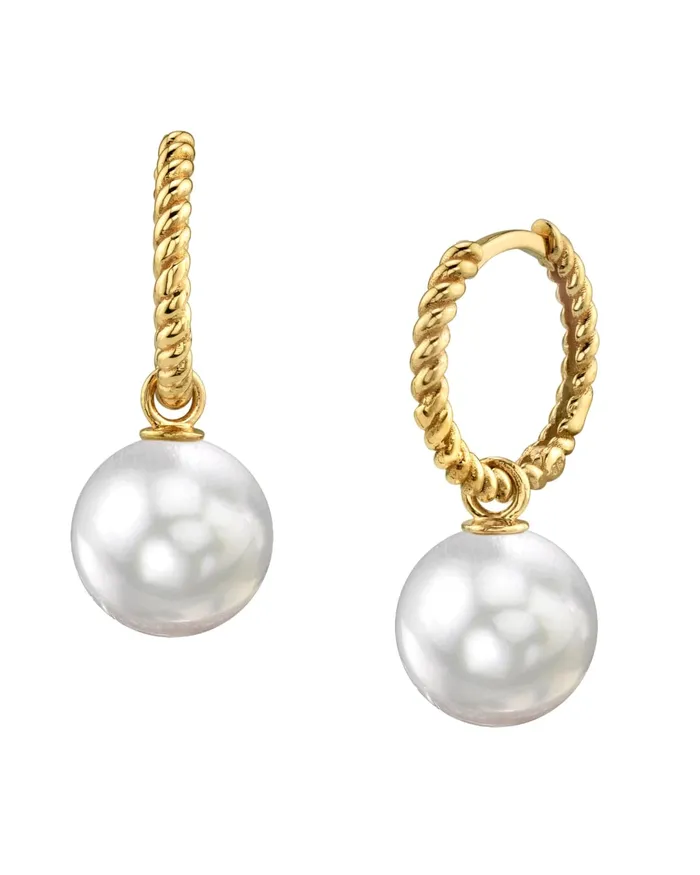 White South Sea Pearl Lyra Hoop Earrings SPT Earrings