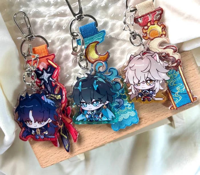 Yeurei Charm Necklaces Honkai Star Rail Weepy Dumplings Acrylic Charm with Embroidered Tag