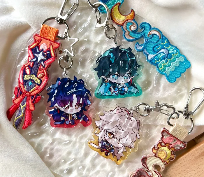 Yeurei Charm Necklaces Honkai Star Rail Weepy Dumplings Acrylic Charm with Embroidered Tag