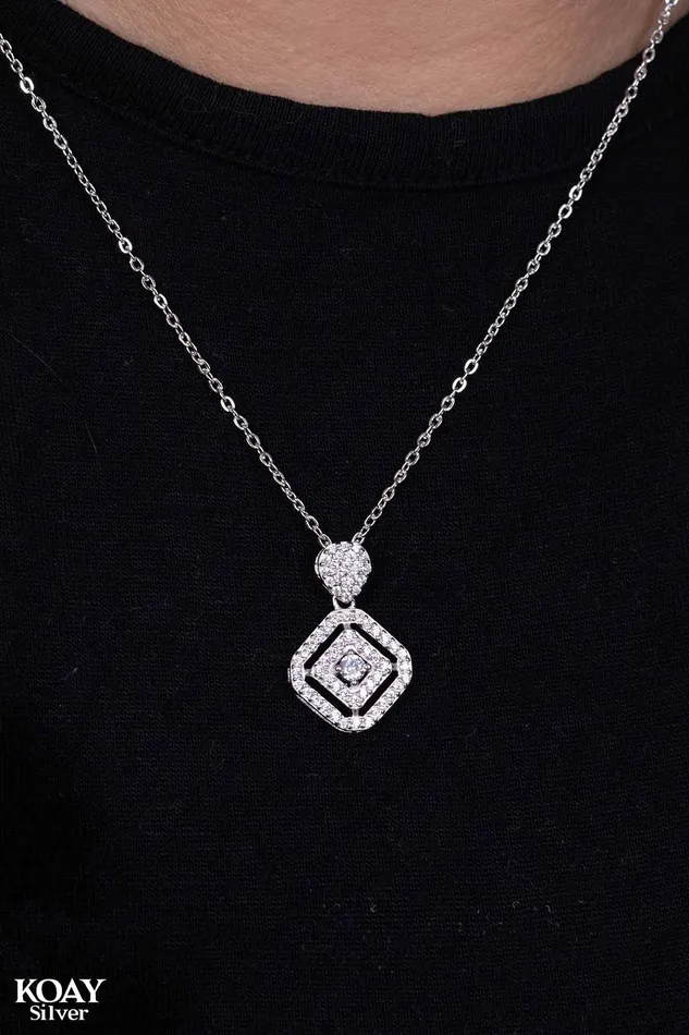 Zircon Hexa Necklace KOAY Silver Store Necklaces