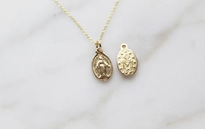 14k Gold Miraculous Medal Necklace TheLittleCatholic Necklaces