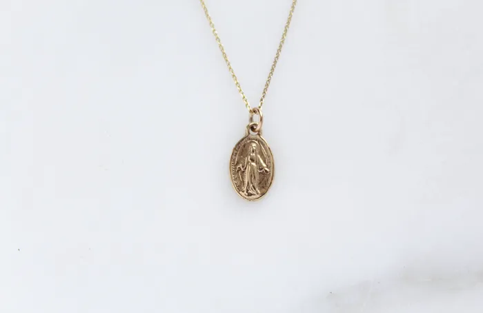 14k Gold Miraculous Medal Necklace TheLittleCatholic Necklaces