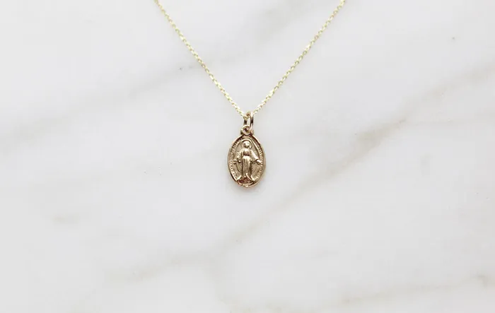 14k Gold Miraculous Medal Necklace TheLittleCatholic Necklaces