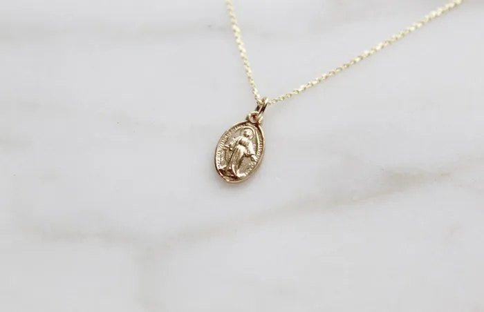 14k Gold Miraculous Medal Necklace TheLittleCatholic Necklaces
