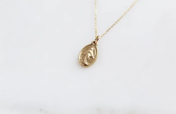 14k Gold Miraculous Medal Necklace TheLittleCatholic Necklaces