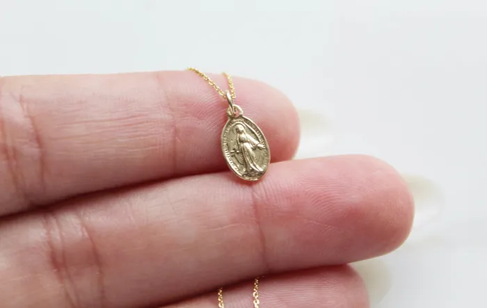 14k Gold Miraculous Medal Necklace TheLittleCatholic Necklaces