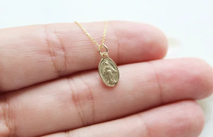 14k Gold Miraculous Medal Necklace TheLittleCatholic Necklaces