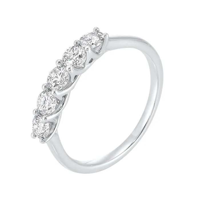 14K White Gold 5 Stone Shared Prong Diamond Band 12CT International Diamond Center Rings 14K White Gold 5 Stone Shared Prong Diamond Band 12CT International Diamond Center Rings