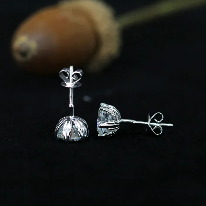 14k White Gold Moissanite Fashionable Stud Earrings 2ctw Luxus Moissanite Rings Jewelry Earrings