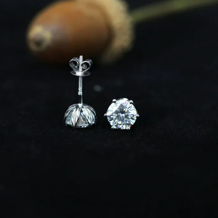 14k White Gold Moissanite Fashionable Stud Earrings 2ctw Luxus Moissanite Rings Jewelry Earrings