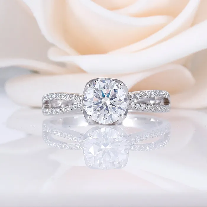 14k White Gold Rings for Women 14k White Gold Moissanite Ring 1ct Center Stone Luxus Moissanite Rings Jewelry Rings