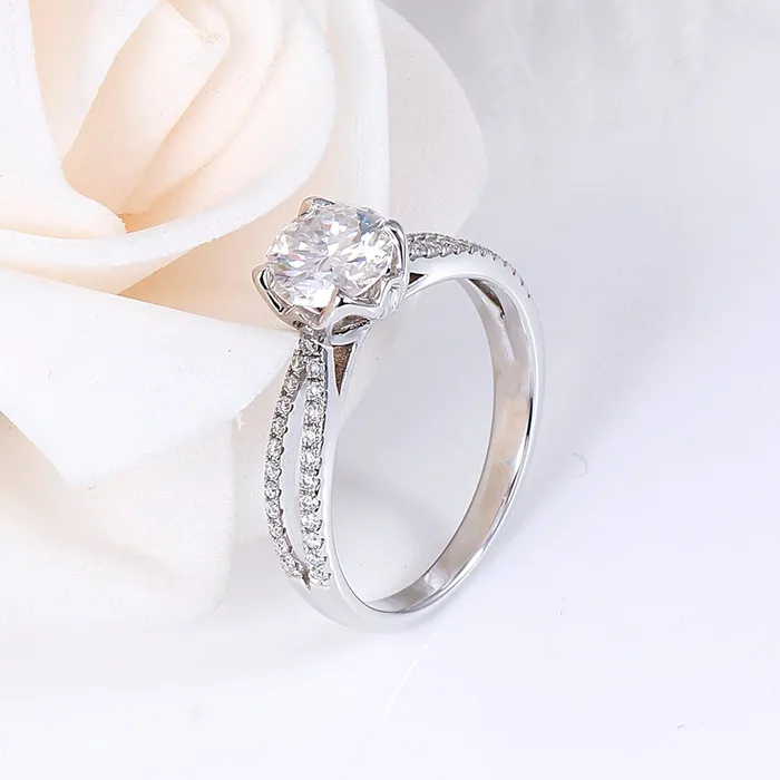 14k White Gold Rings for Women 14k White Gold Moissanite Ring 1ct Center Stone Luxus Moissanite Rings Jewelry Rings