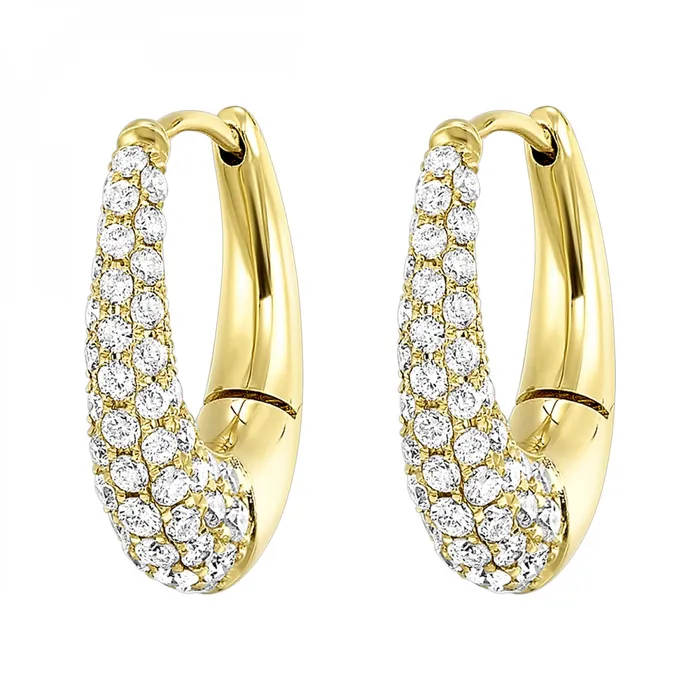 14K Yellow Gold Diamond Hoop Earrings 125CTW Gems One Earrings