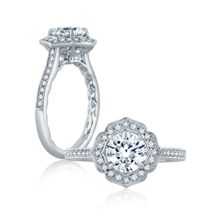 AJAFFE Seasons of Love Round Diamond Engagement Ring Setting 022 ctw International Diamond Center Rings