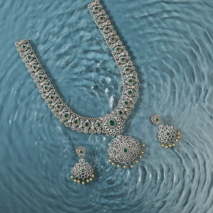 Ahana CZ Silver Necklace Set SILVER Necklaces