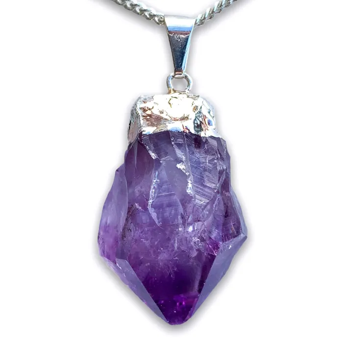 Amethyst Healing Pendant Necklace in Silver Magic Crystals Necklaces
