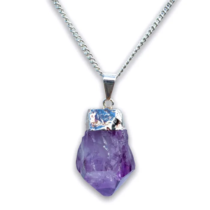 Amethyst Healing Pendant Necklace in Silver Magic Crystals Necklaces