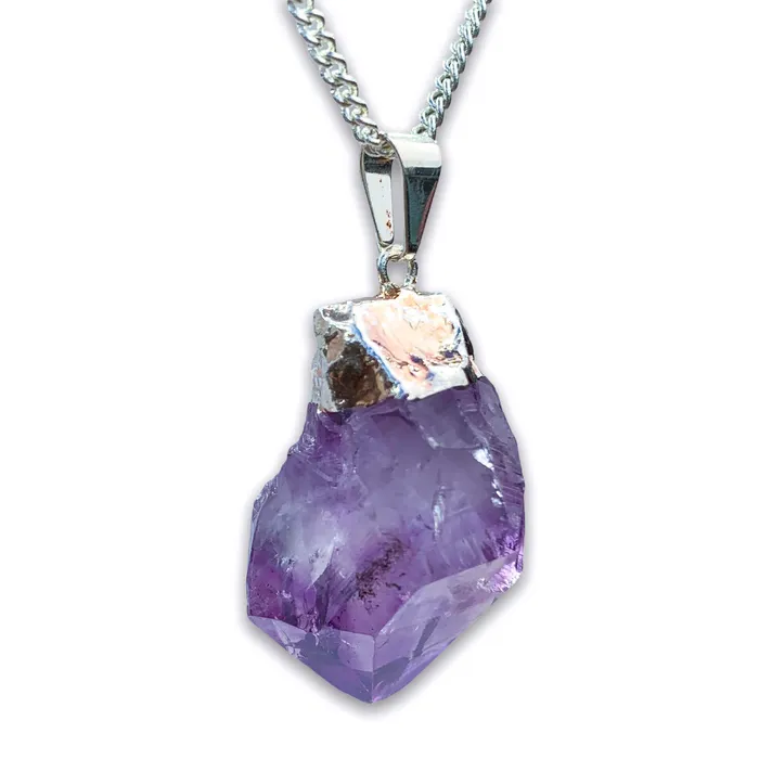 Amethyst Healing Pendant Necklace in Silver Magic Crystals Necklaces