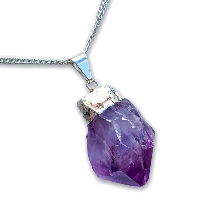 Amethyst Healing Pendant Necklace in Silver Magic Crystals Necklaces