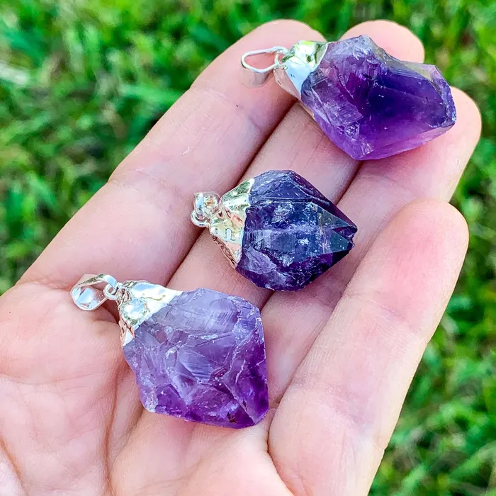 Amethyst Healing Pendant Necklace in Silver Magic Crystals Necklaces