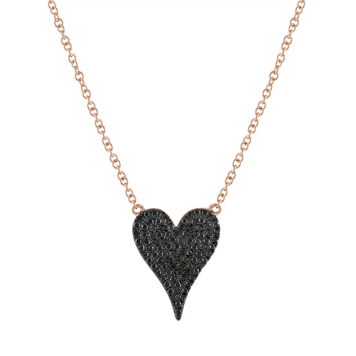 Black Diamond Small Heart Necklace SG Fine Necklaces