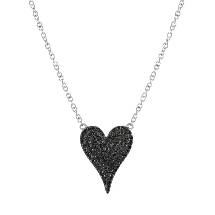 Black Diamond Small Heart Necklace SG Fine Necklaces