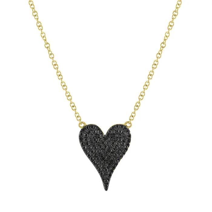 Black Diamond Small Heart Necklace SG Fine Necklaces