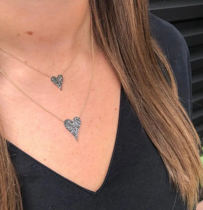 Black Diamond Small Heart Necklace SG Fine Necklaces